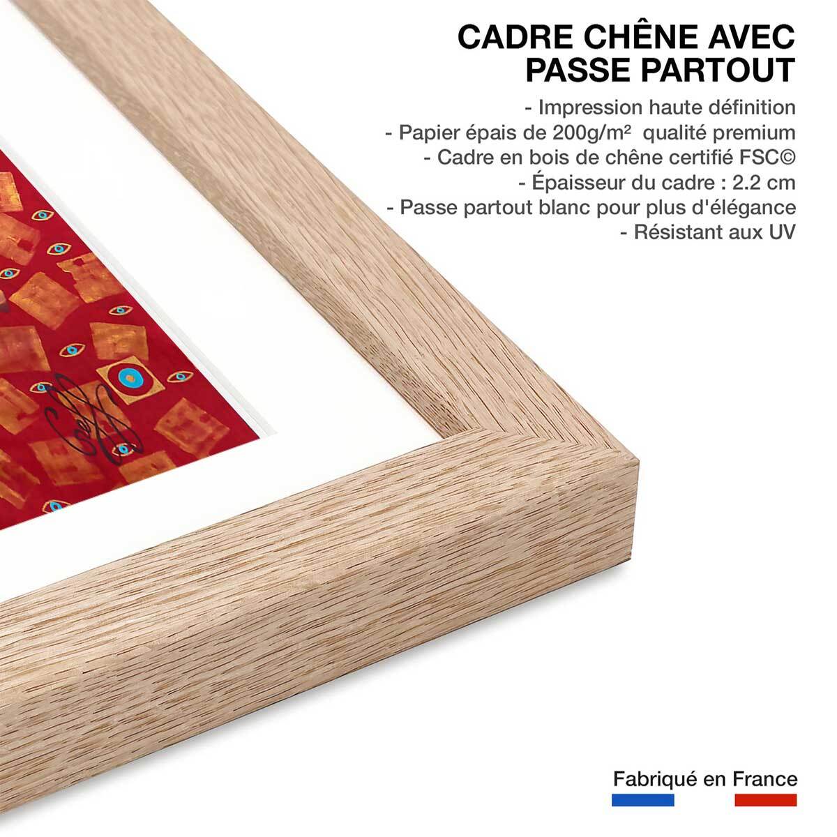 Affiche deco voyage en terre de bouddha Affiche + cadre en bois - Chêne