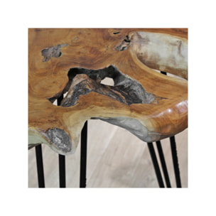 Table de bar haute en bois de teck et pieds filaire en métal noir - SONGA