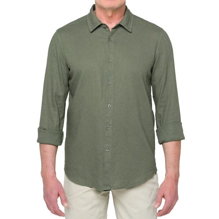 Camicia in lino Hot Buttered Saunders Militarygreen