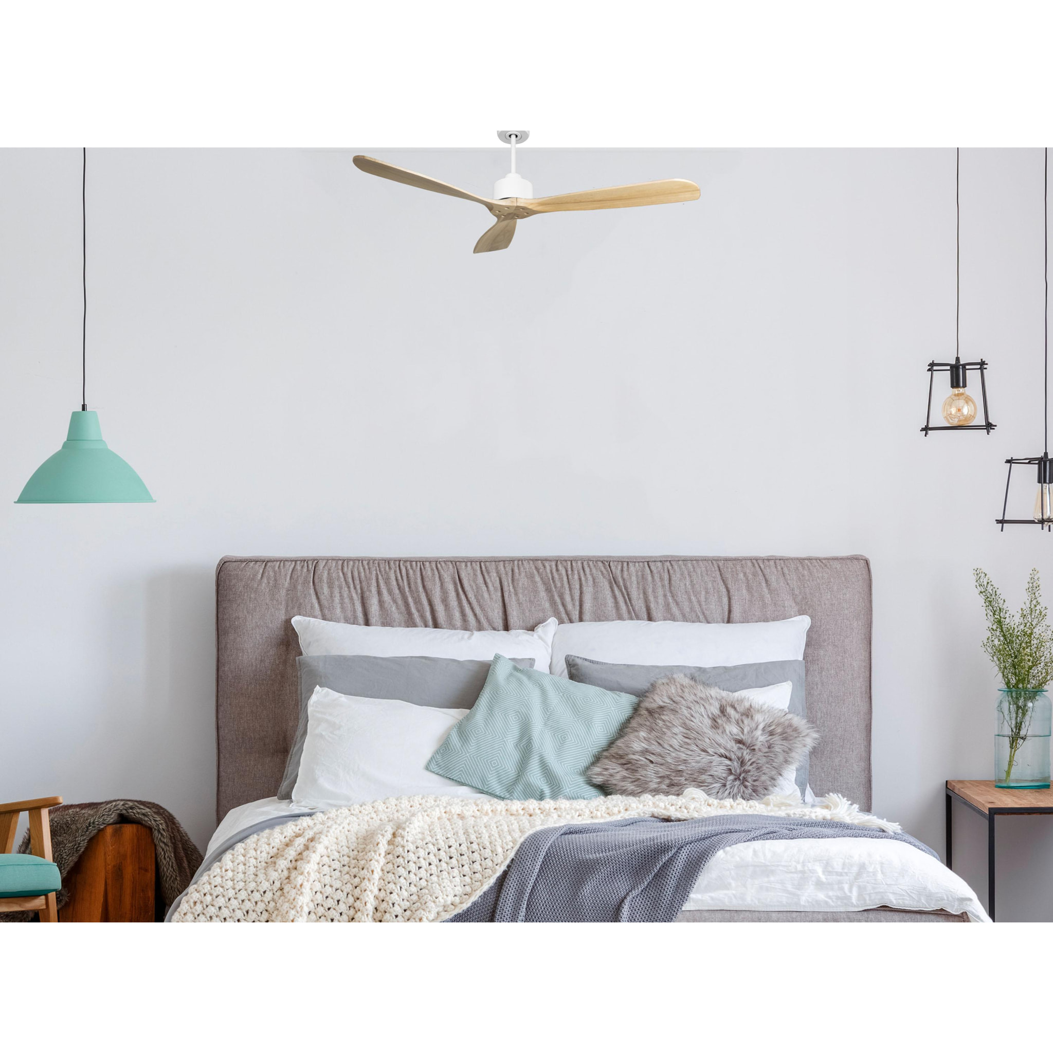 Ventilador de techo Reversible Termostato Wifi Motor DC Techos Inclinados Mando a Distancia Hypersilence Memoria FullWood FolegandrosD166C0364918 PURLINE