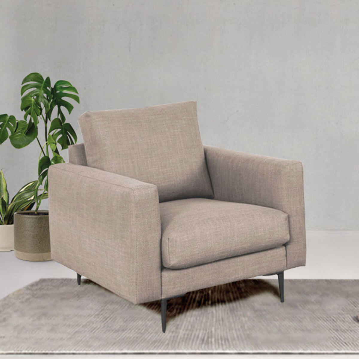 Fauteuil Caruso Tissu Taupe - 1 Place