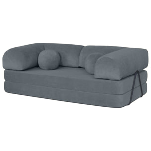 Nebula - Canapé 3 places convertible en velours texturé - Gris