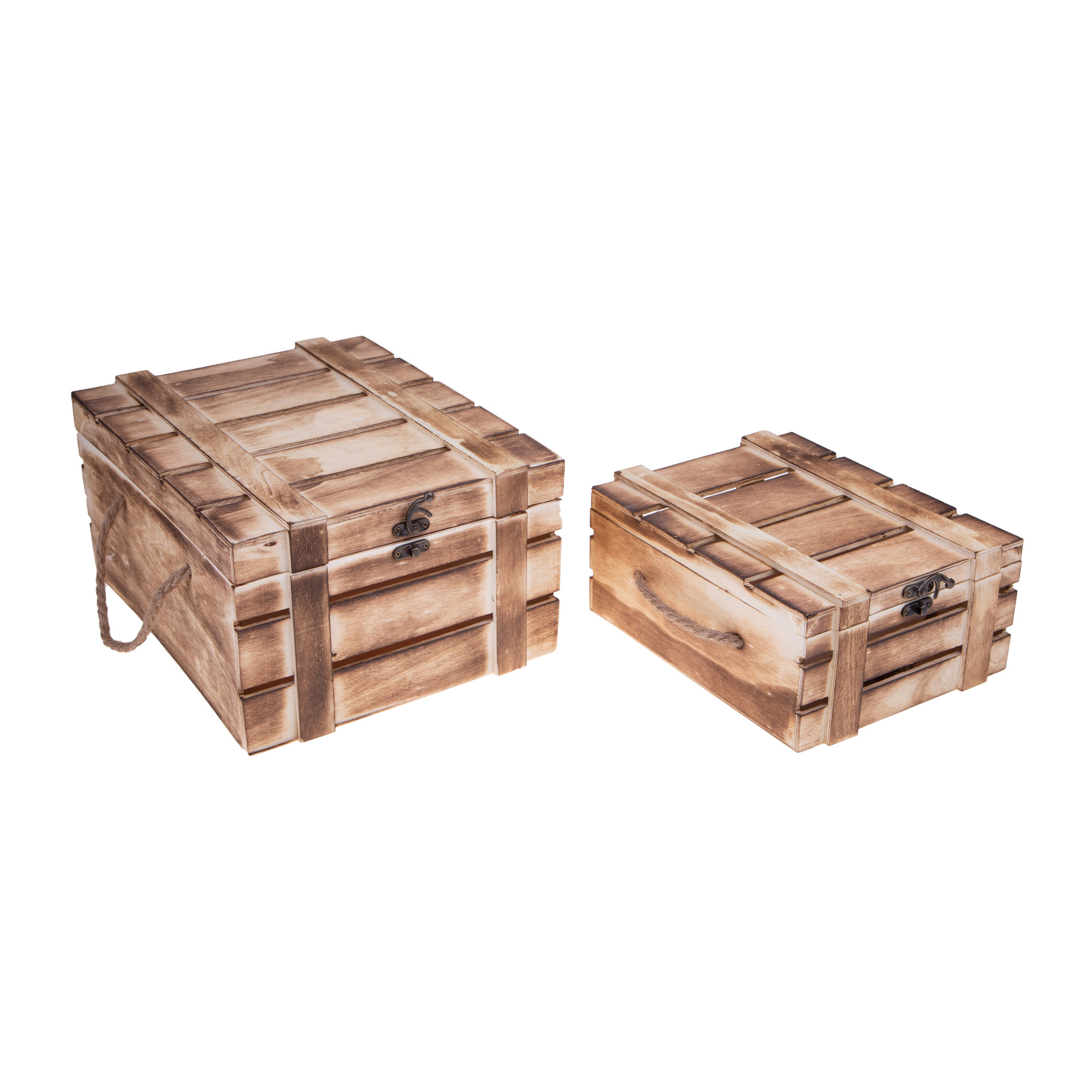 Set Di 2 Baule In Legno. Larghezza 32 Cm - Pezzi 1 - 32X16X25cm - Colore: Marrone - Bianchi Dino - Decori Casa E Complementi