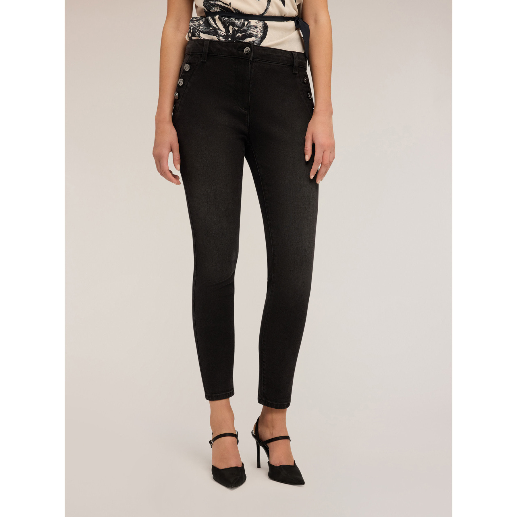 Motivi - Jeans skinny con bottoni - Nero