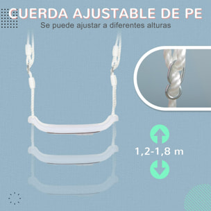 Columpio para Niños de 3-6 Años con Luces LED Columpio Infantil con Altura de Asiento Ajustable para Interior y Exterior 39x16,5x120-180 cm Blanco