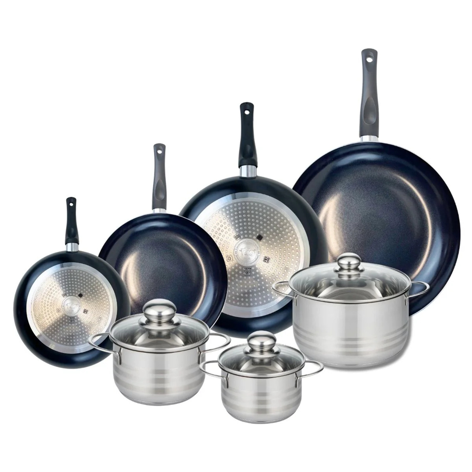 Ensemble de 4 Poêles de cuisson 20, 24, 28 et 32 cm et 3 faitouts 14, 16 et 20 cm Elo Prima Brillant