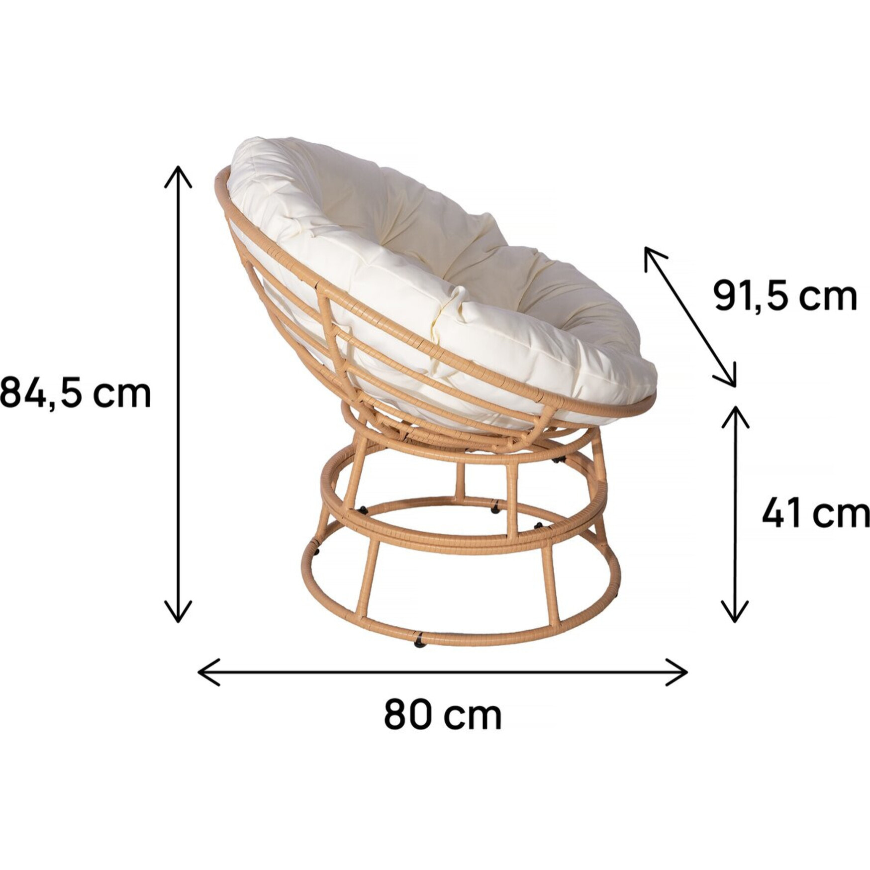 Fauteuil papasan intérieur/extérieur style loveuse "Bali" - Ø91cm - Beige