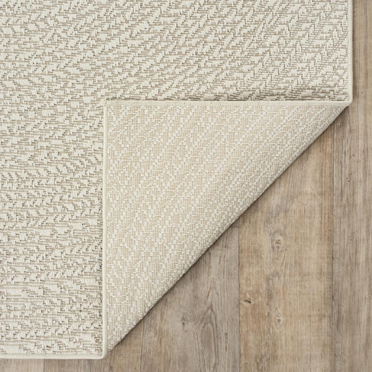 Tapis extérieur intérieur REZY aspect jute motif rond  ton sur ton