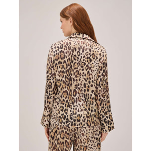 Oltre - Camicia animalier in raso - Beige