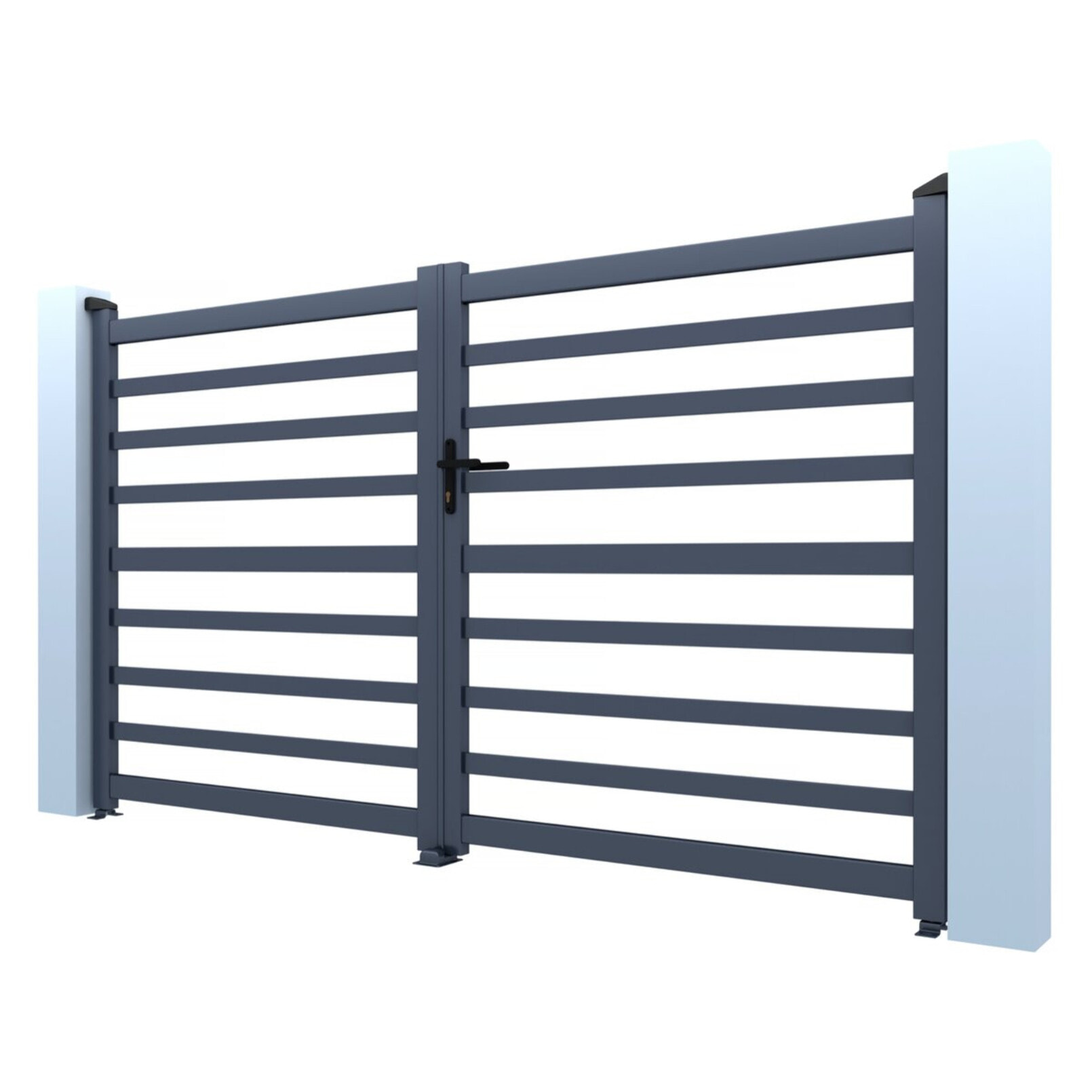 Portail aluminium ajouré "Martin" - 300 x 140 cm - Gris