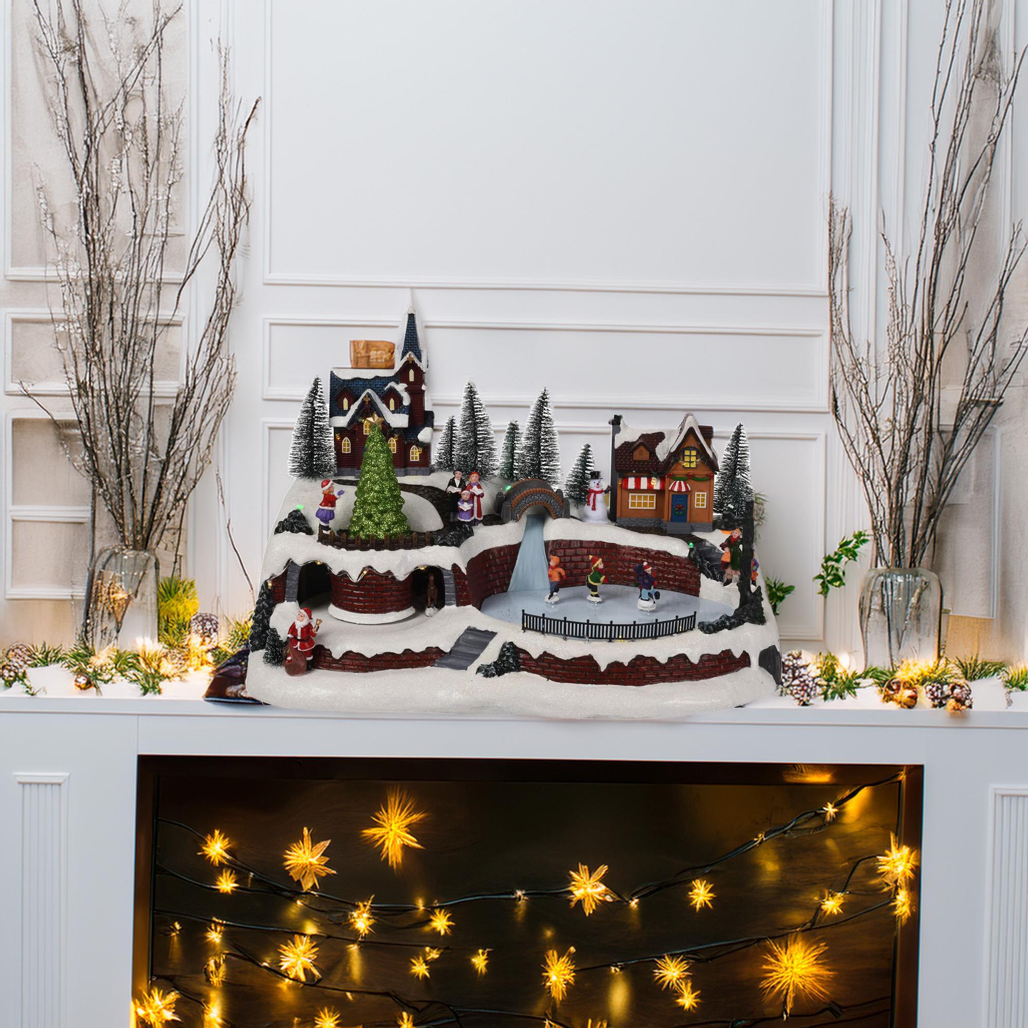 Escena de navidad decorativa con luces led y música 41x26x27cm