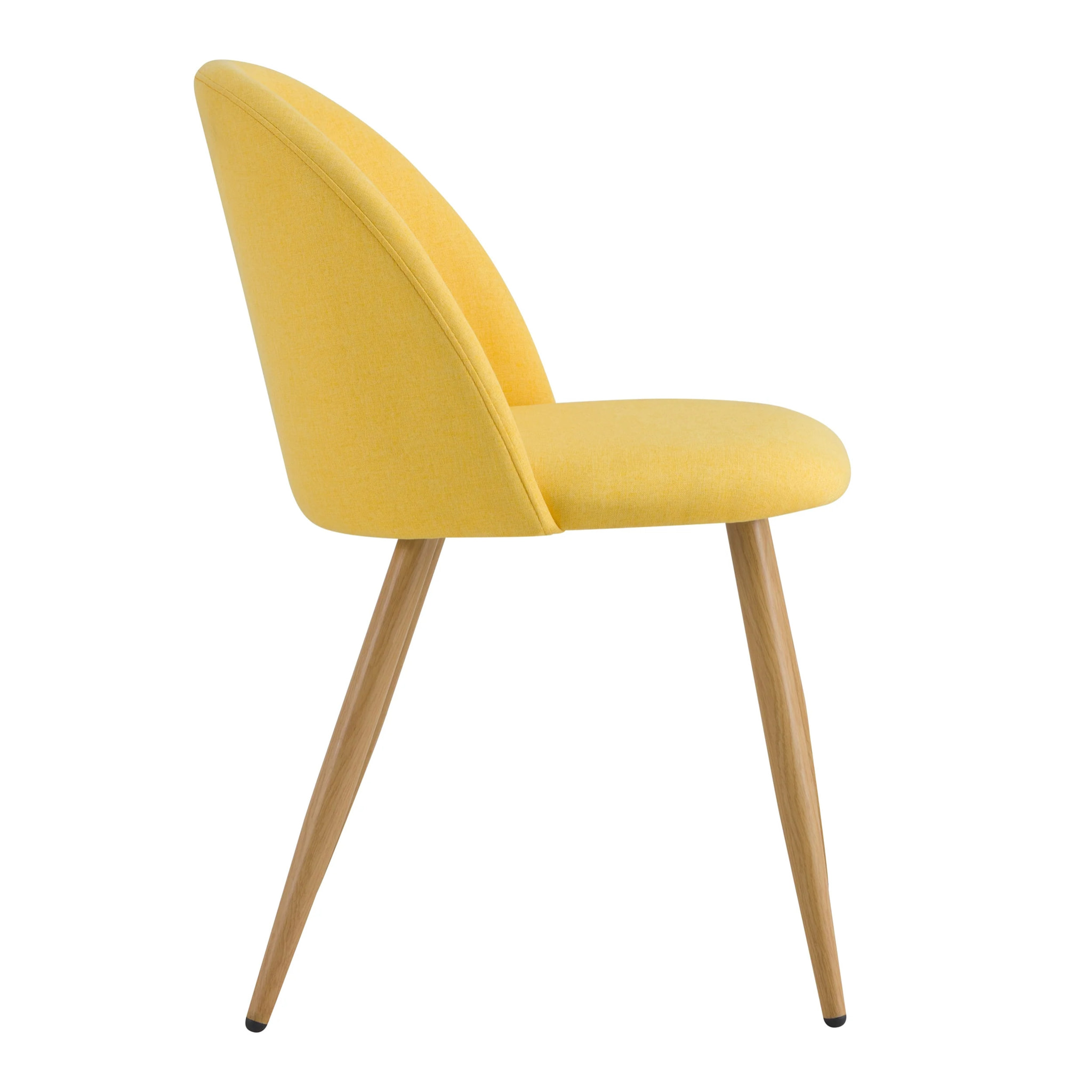 Lot de 2 chaises en tissu jaune et pieds en métal - Cozy