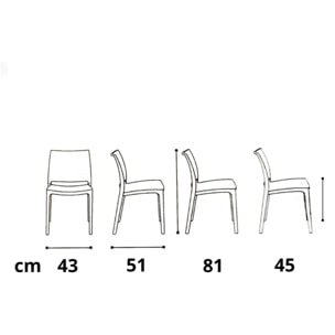 Set di 6 sedie NORTH BEACH in polipropilene tortora