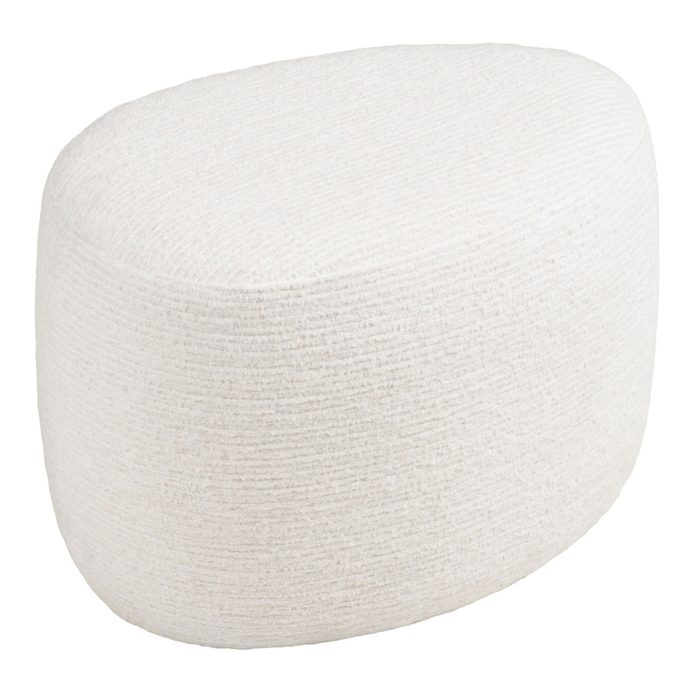 Hilo - Pouf in chenille bianco panna 55x40x39 cm