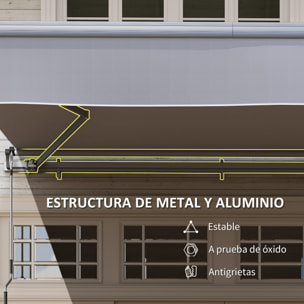 Toldo Manual Retráctil 3x2 m Toldo Exterior Terraza Enrollable Ajustable con Manivela Protección UV50+ Estructura de Aluminio y Metal para Balcón Jardín Gris