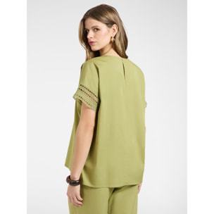 Elena Mirò - Blusa con bordi in pizzo - Verde chiaro