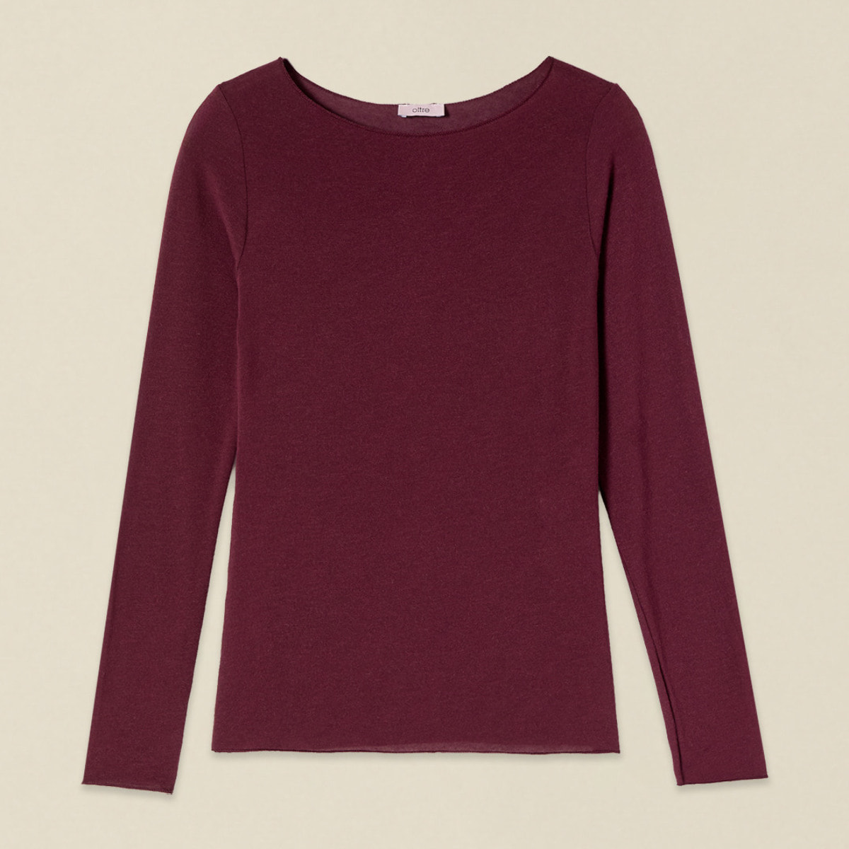Oltre - T-shirt misto cashmere scollo a barchetta - Bordeaux