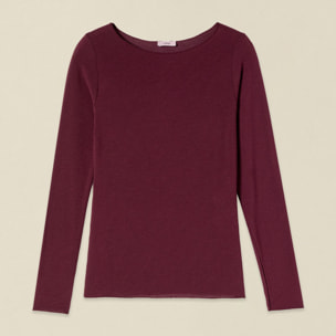 Oltre - T-shirt misto cashmere scollo a barchetta - Bordeaux