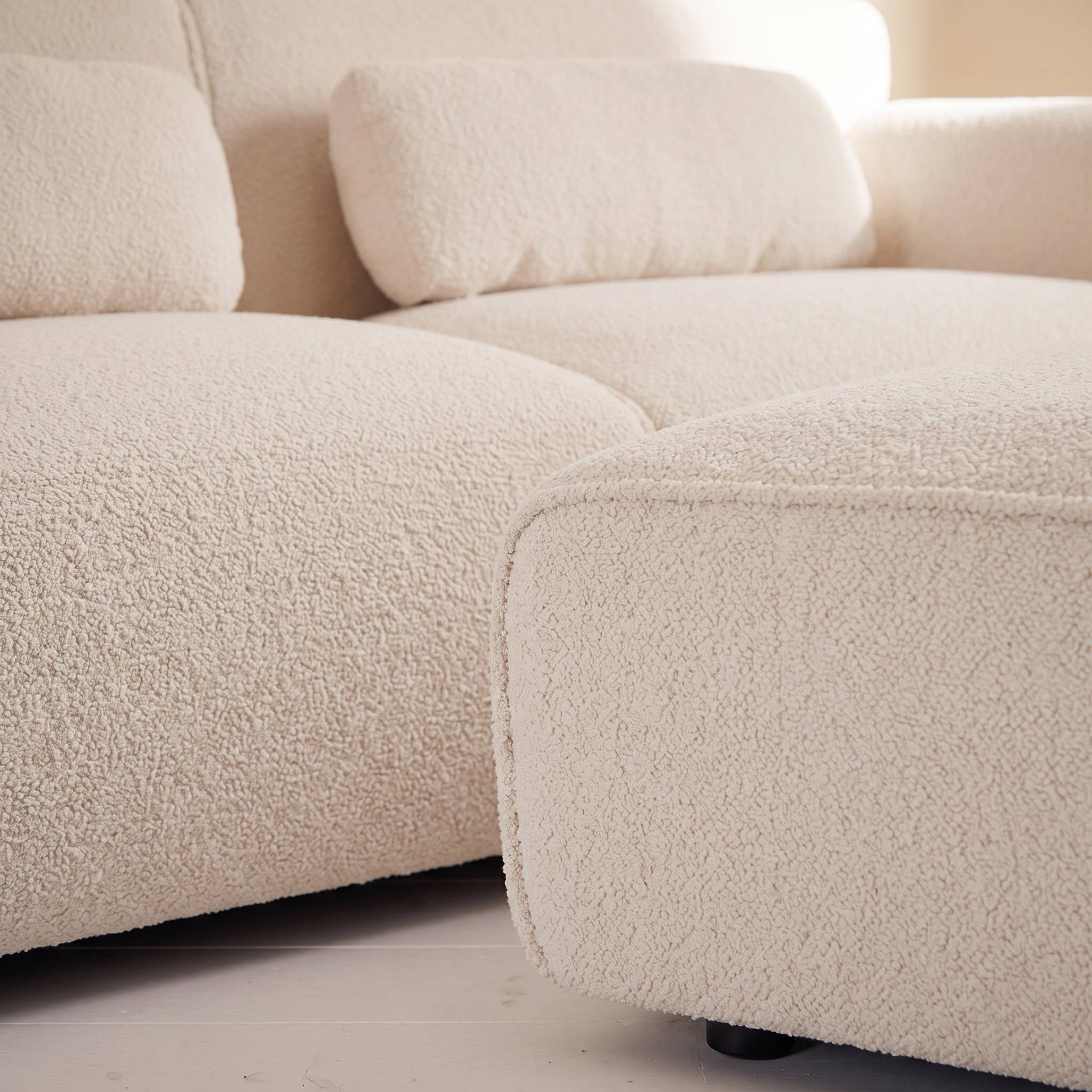 Pouf, repose-pieds pour canapé 3 places Wallas bouclette WALLAS