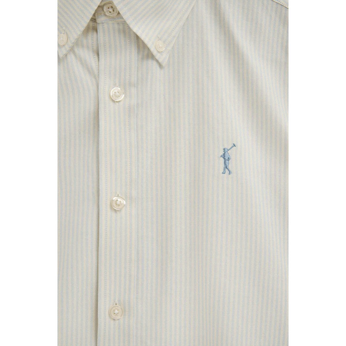 Camisa de rayas azul claro de corte regular, manga larga y bordado Rigby Go