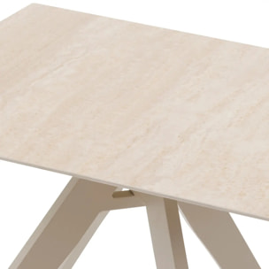 Table de jardin carrée "Terzano" vanille & argile 2 places en aluminium