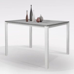 Tavolo per sala da pranzo estensibile, Tavolo da cucina con allunga, Made in Italy, cm 110x70h76, colore Cemento e Bianco