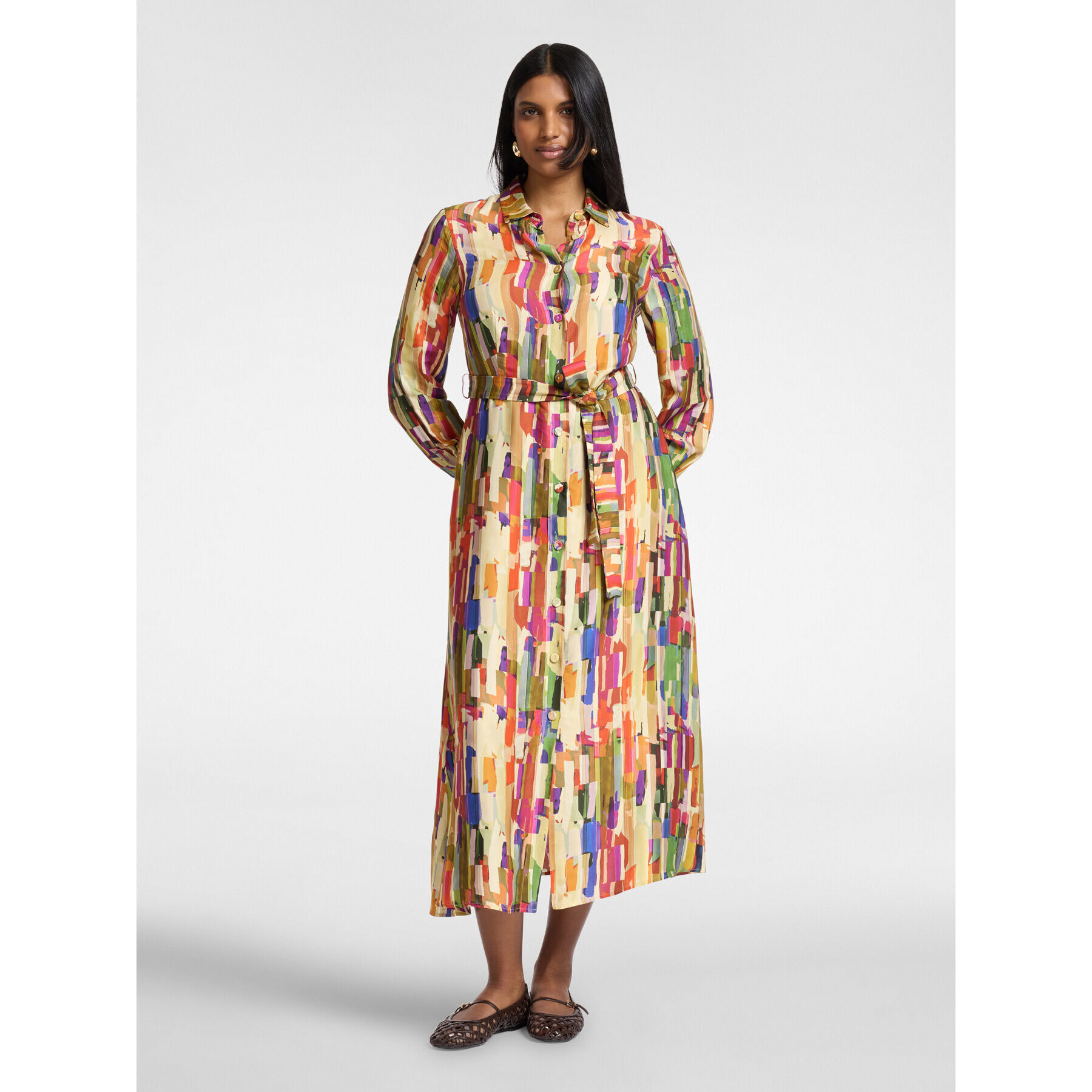 Elena Mirò - Vestido camisero estampado - Beige