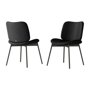 SET DI 2 SEDIE MAKO - STRUTTURA GRIGIO CARBONE, PELLE NERA