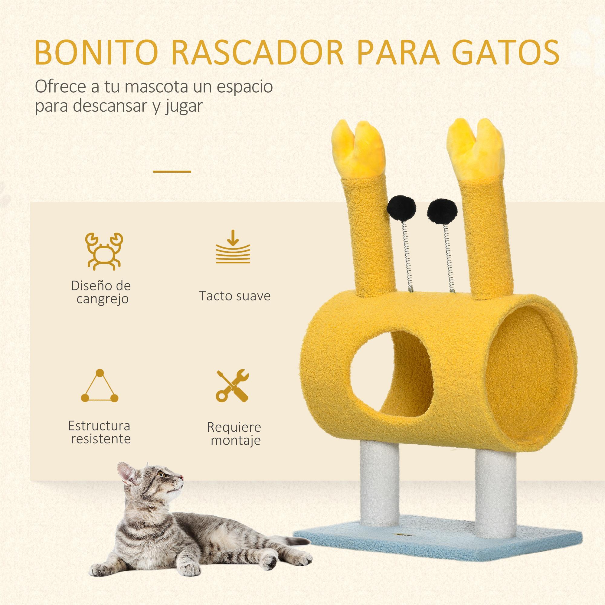 Árbol Rascador para Gatos Postes Forma de Cangrejo Bolas Divertidas 40x29x72 cm