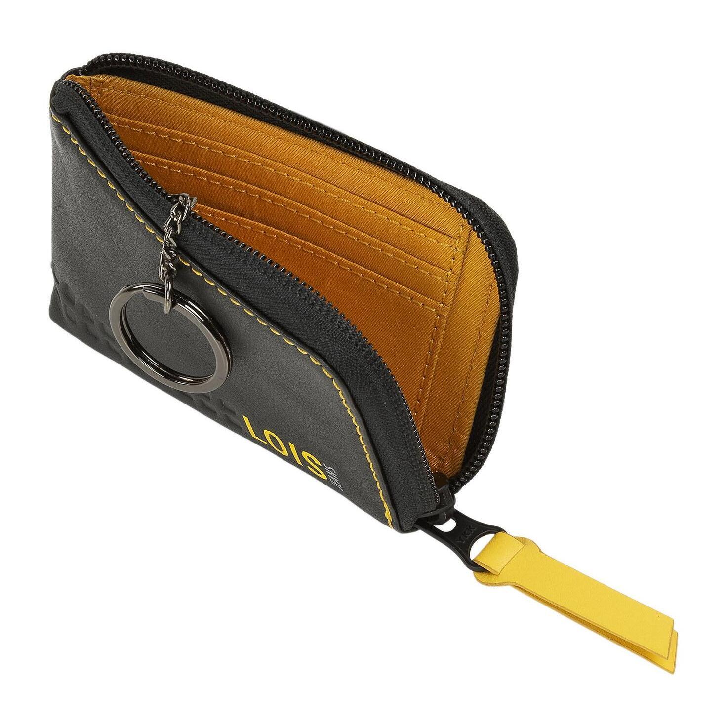 Monedero Piel Hombre Lois Temple Negro-Amarillo