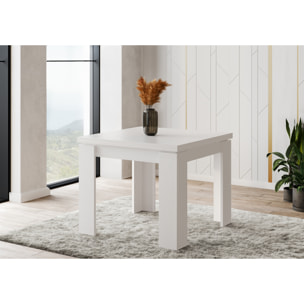 Tavolo Allungabile Moderno Da 4 A 8 Persone Gambe Spesse Minimal Meccanismo Centrale Estensibile Per Cucina Sala Pranzo 90 x 90 / 180 x 90 Cm Bianco