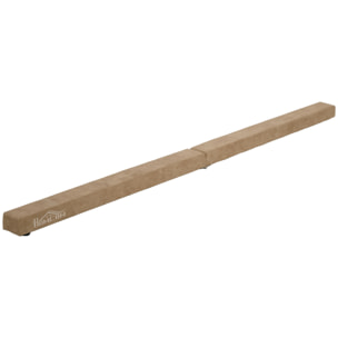 Poutre gymnastique pliable 210 cm - poutre d'équilibre antidérapante - bois de pin toucher daim marron