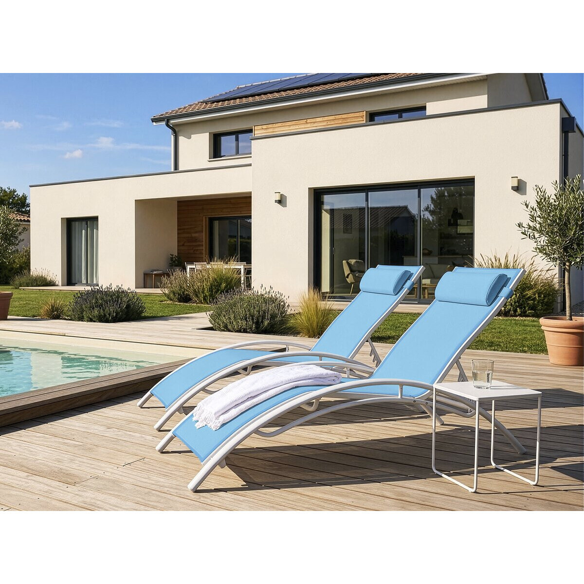 Bain de soleil en aluminium "Beauty" - Phoenix - Bleu - Lot de 2