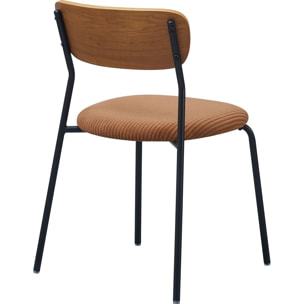 Lot de 2 chaises en bois et velours côtelé - LEYA