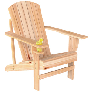 Silla Adirondack de Madera Silla de Jardín con Reposabrazos y Respaldo Alto para Terraza Balcón Exterior 72x95x93 cm Natural