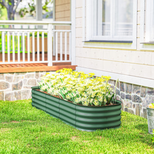 Carré potager de jardin dim. 195L x 62l x 30H cm modulable tôle d'acier ondulée vert