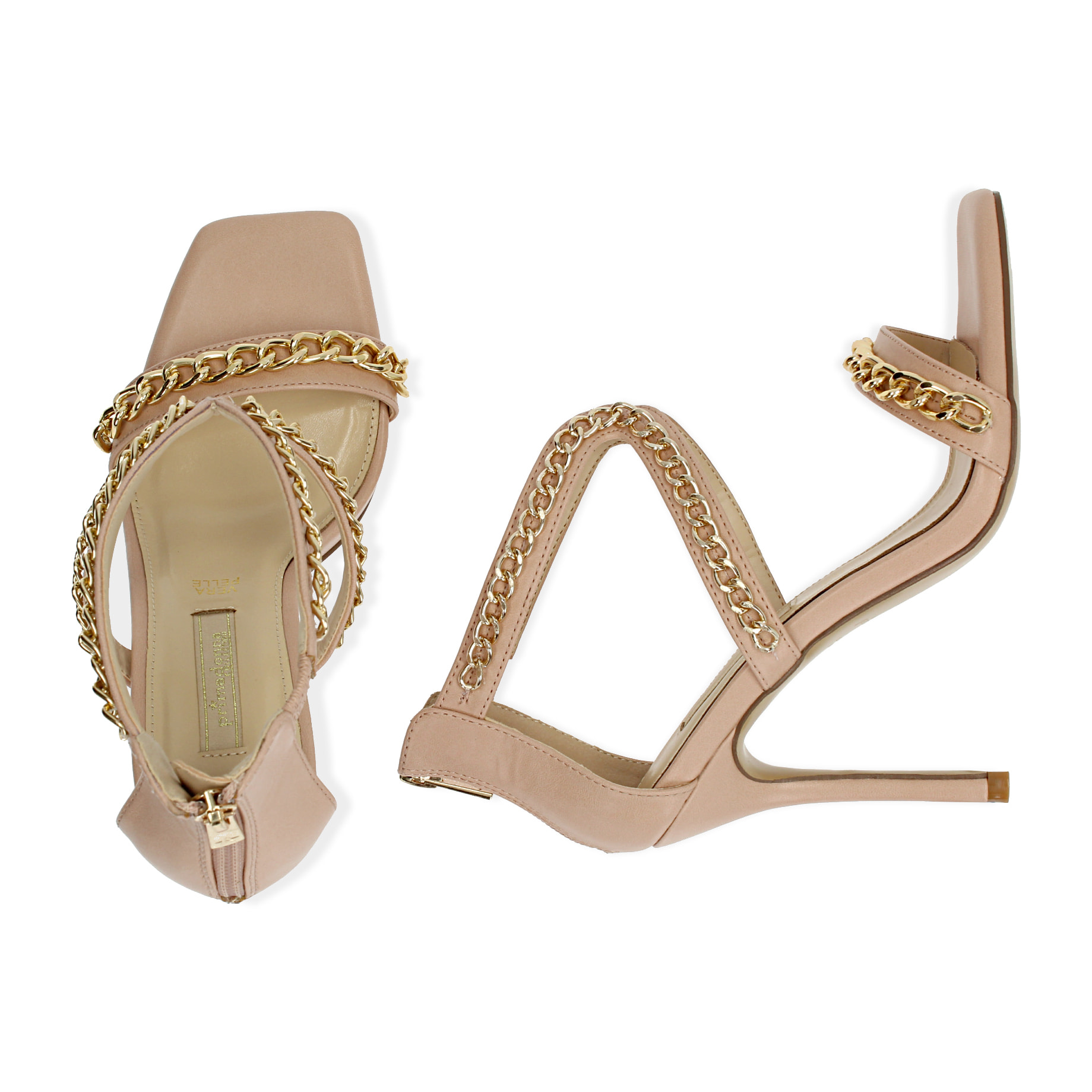 Sandalias nude, tacón 11 cm.