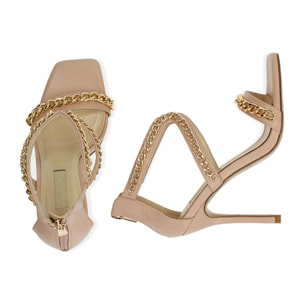 Sandalias nude, tacón 11 cm.