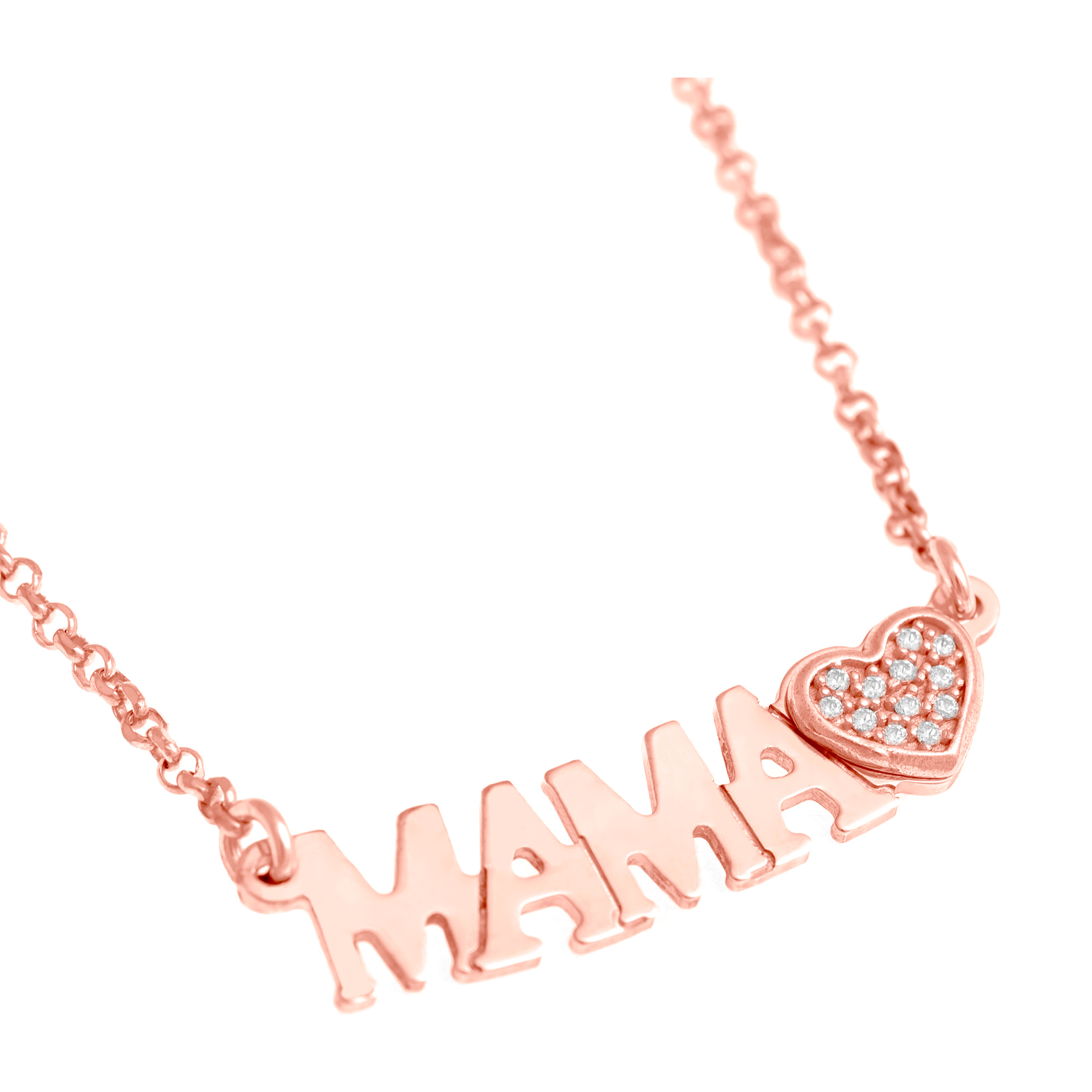 Collar de Plata de Ley 925 con inserción de colgante MAMA+ Circonita