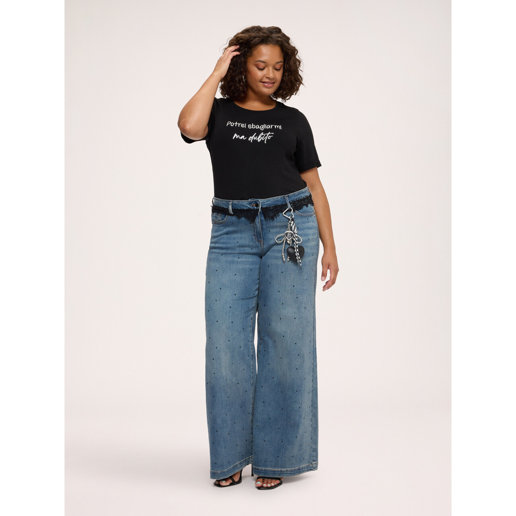 Fiorella Rubino - T-shirt in cotone con scritta ironica - Nero