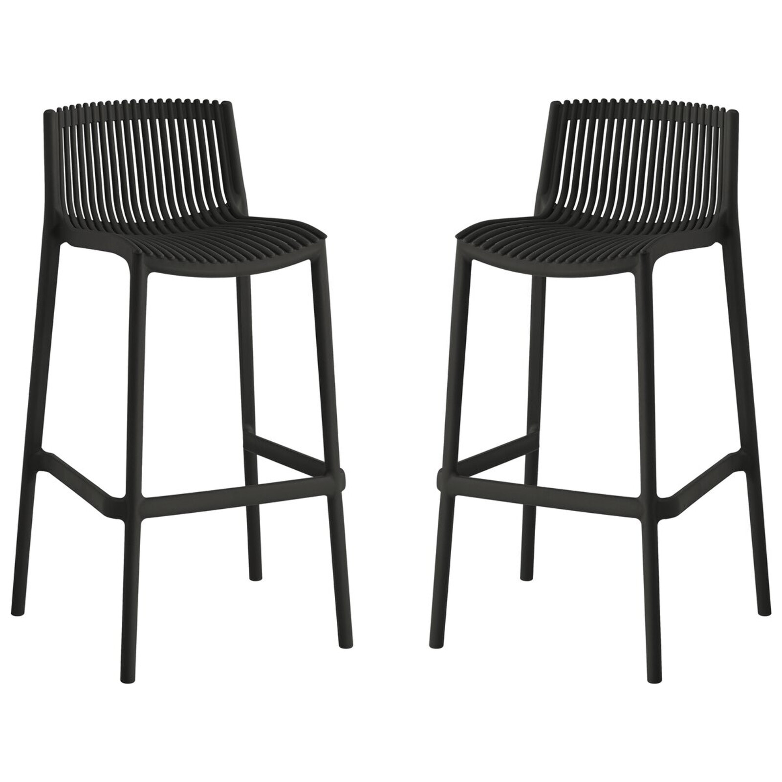 Lot de 2 chaises hautes empilables en plastique "Néora" - Noir
