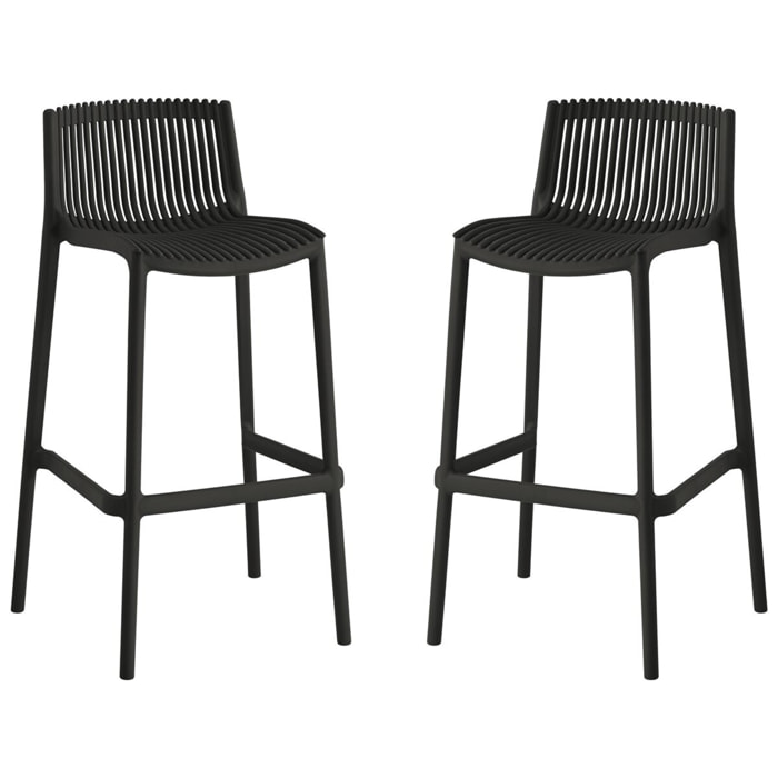 Lot de 2 chaises hautes empilables en plastique "Néora" - Noir