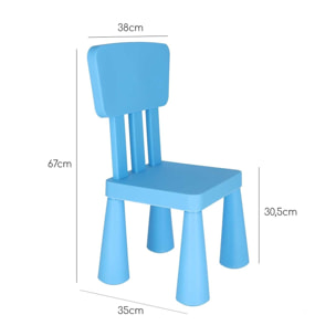 Well home - silla infantil azul en plástico fuerte y resistente, l:38 cm x f:35 cm x h:67 cm