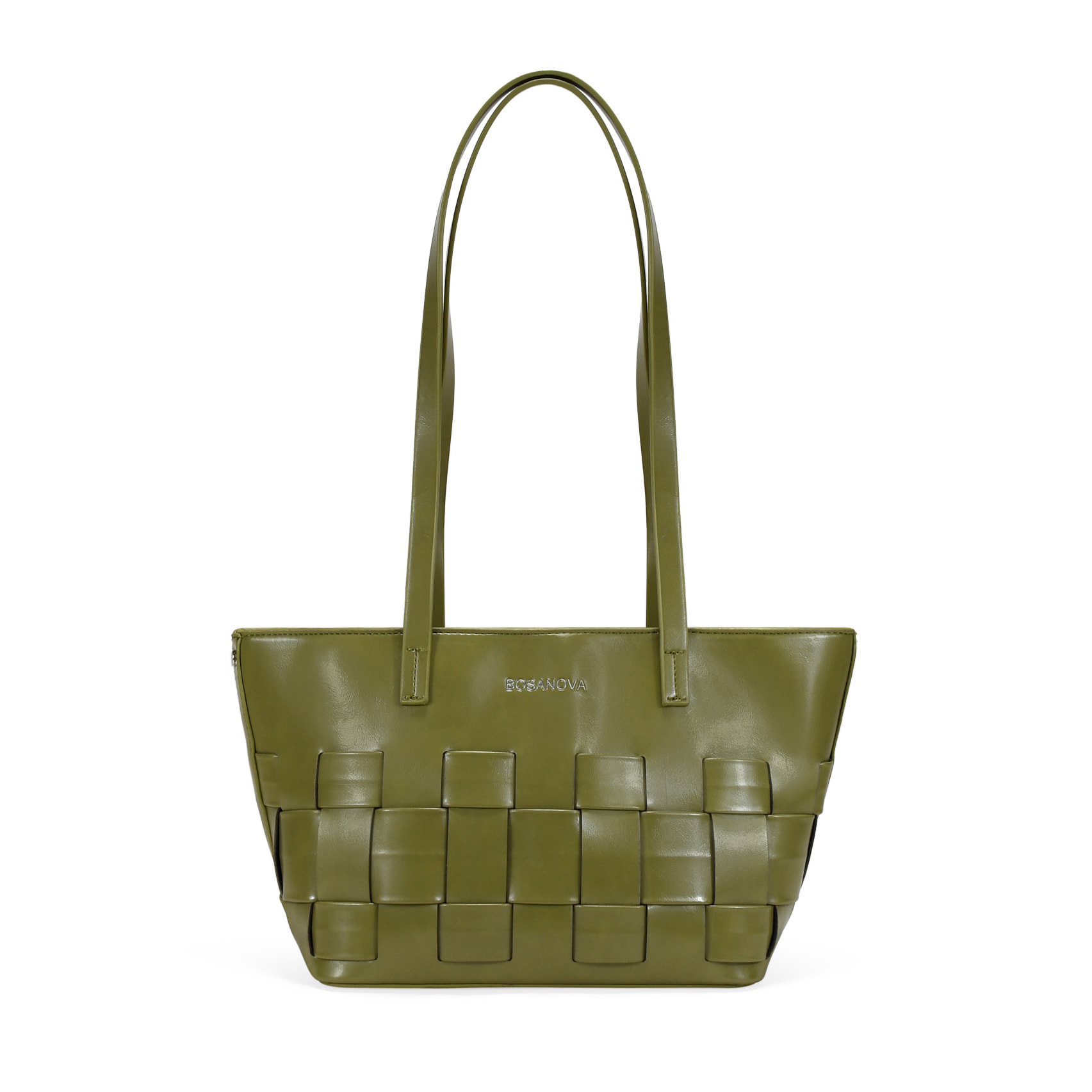 Bolso de hombro verde con trenzado