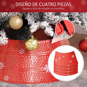 HOMCOM Collar para Árbol de Navidad, Falda para Árbol de Navidad de Metal, Impermeable, Decoración para Fiestas, Hogar, 66x66x23 cm, Rojo