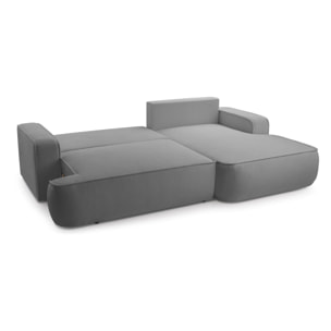 Nessino - canapé d'angle droit 4 places - convertible avec coffre - en tissu texturé - Gris foncé