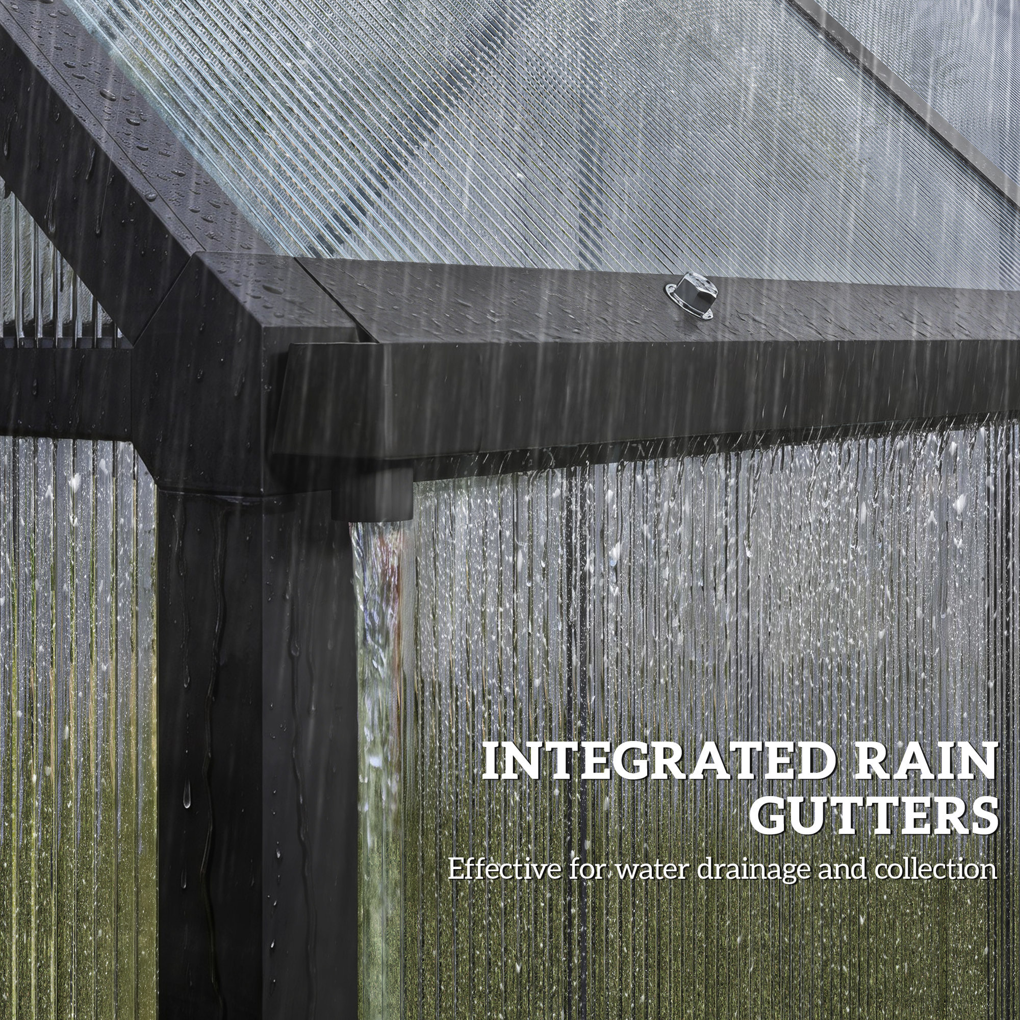 Serre de jardin alu polycarbonate - porte, lucarne - 1,78 x 1,68 x 1,95 m - noir