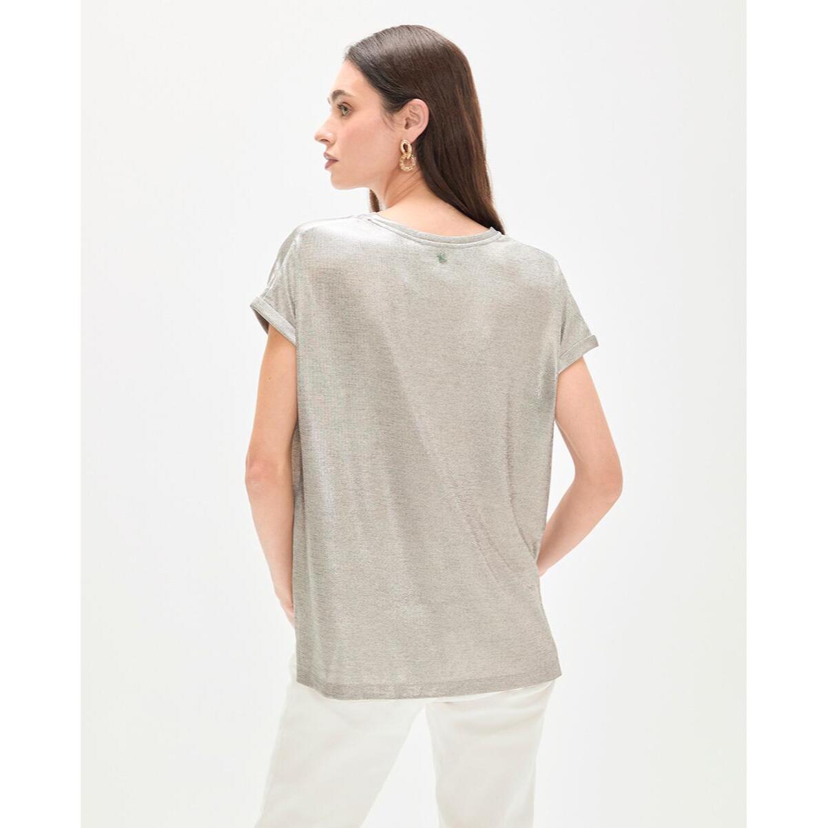 Maglietta laminata con scollo a V