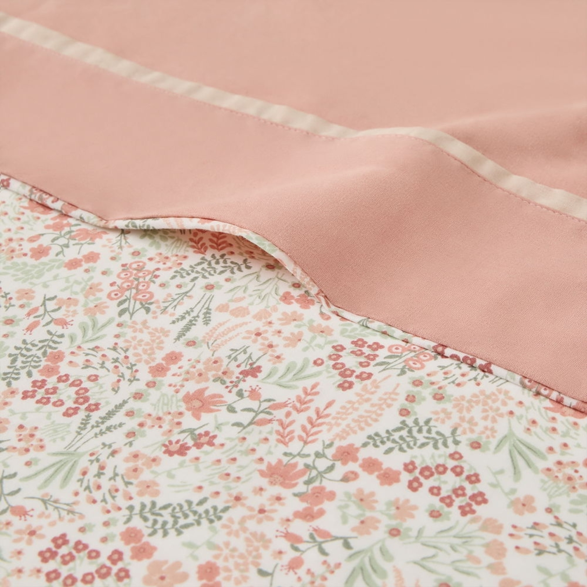 Sábana de algodón con estampado de flores Crepat color rosa 100% Algodón