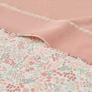 Sábana de algodón con estampado de flores Crepat color rosa 100% Algodón